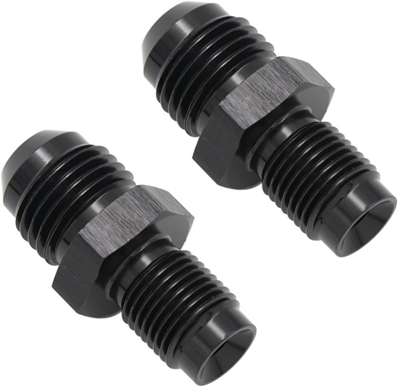KRD PERFORMANCE Aluminum -6AN AN6 Male Flare to 7/16 x 24 Male Thread Inverted Seat Adaptor Fittings Inv Flare Connector, Black, Pack of 2 - Image 3